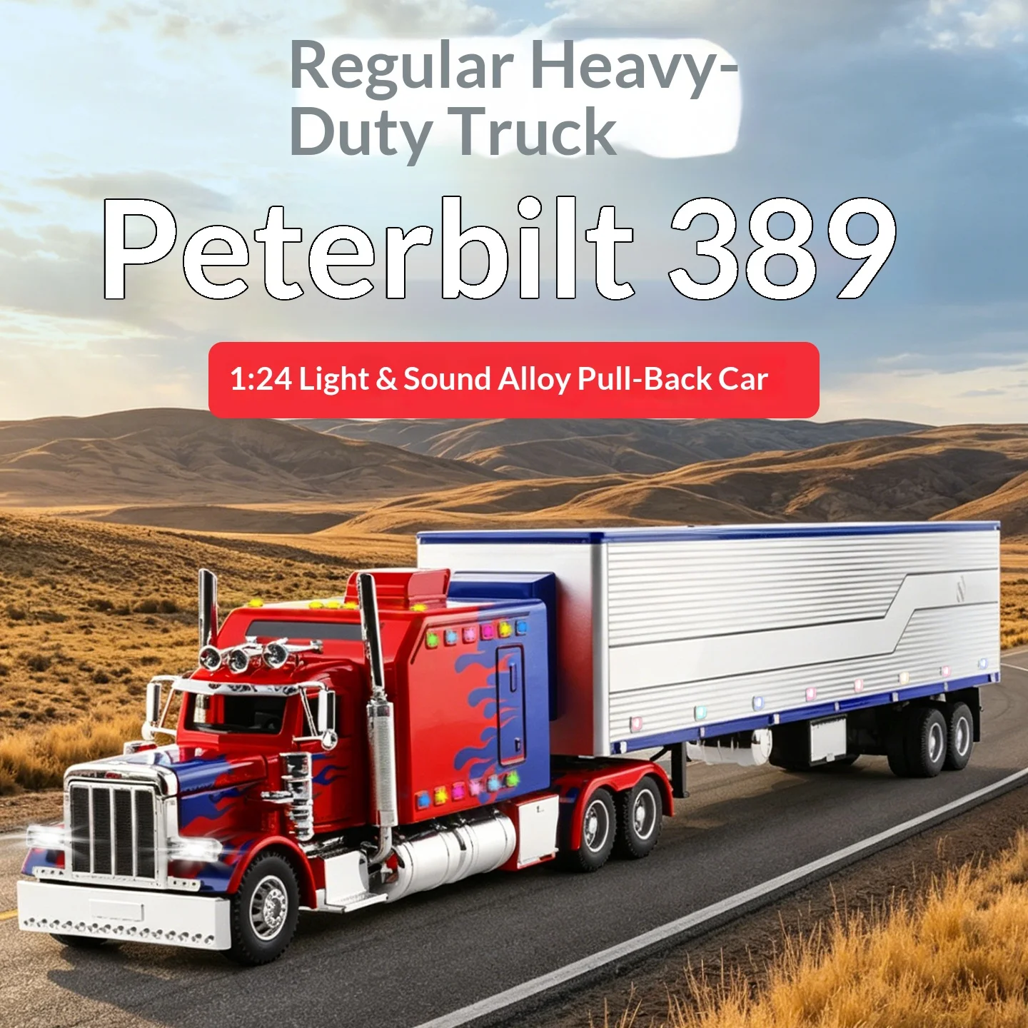 

1:24 American Heavy Truck Simulation Alloy Car Model Transport Truck Boys , Children Heavy Truck Engineering Vehicle Collection