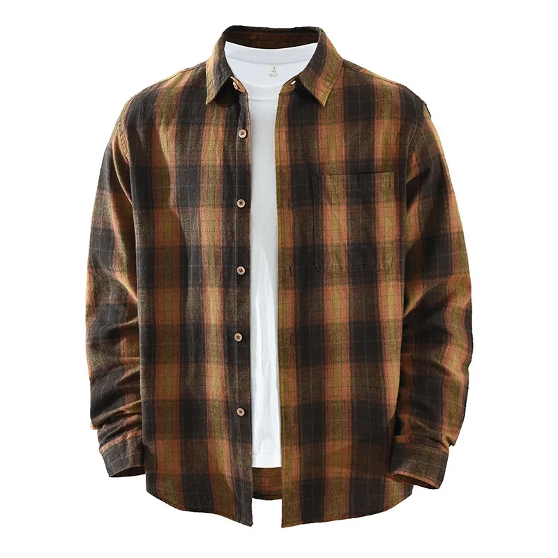 

Casual Green Plaid Shirt Men Long Sleeve Spring Summer New Male Shirts Pure Cotton Top Japanese Fashion Mens Designer Clothes