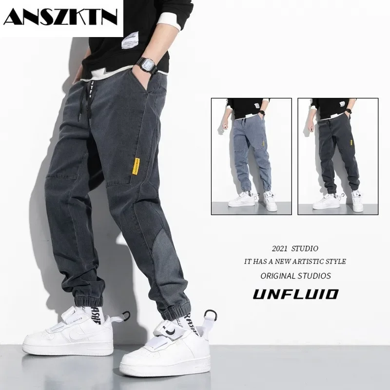 

ANSZKTN 2022 Men's New Jeans Loose Leggings Cargo Pants Versatile Fashion Trend Harlan Croix Casual Pants