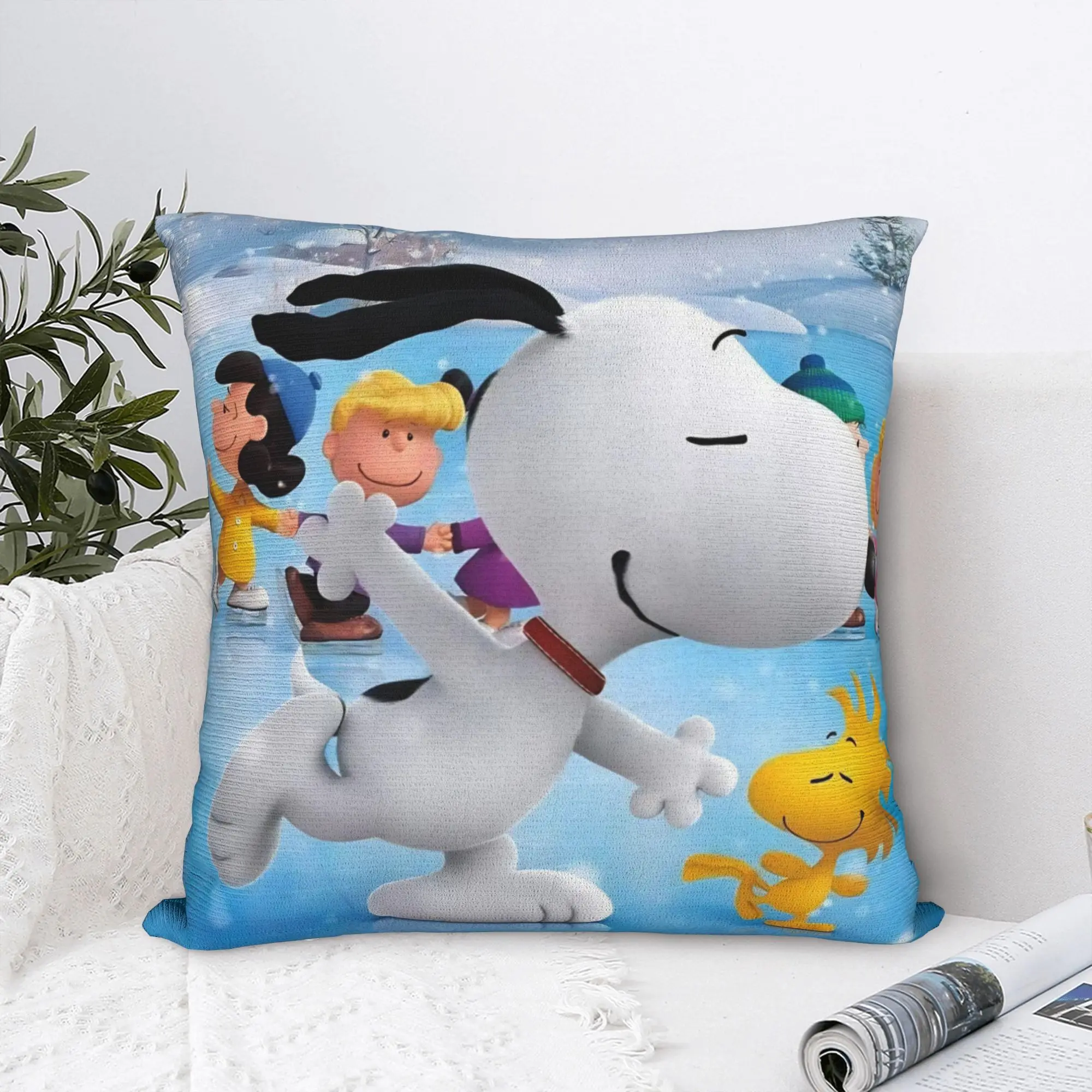 S-Snoopys Movie Pillowcase Polyester Cushion Cover Gift Lovely Winter Holiday Throw Pillow Case Cover Home Square 18'