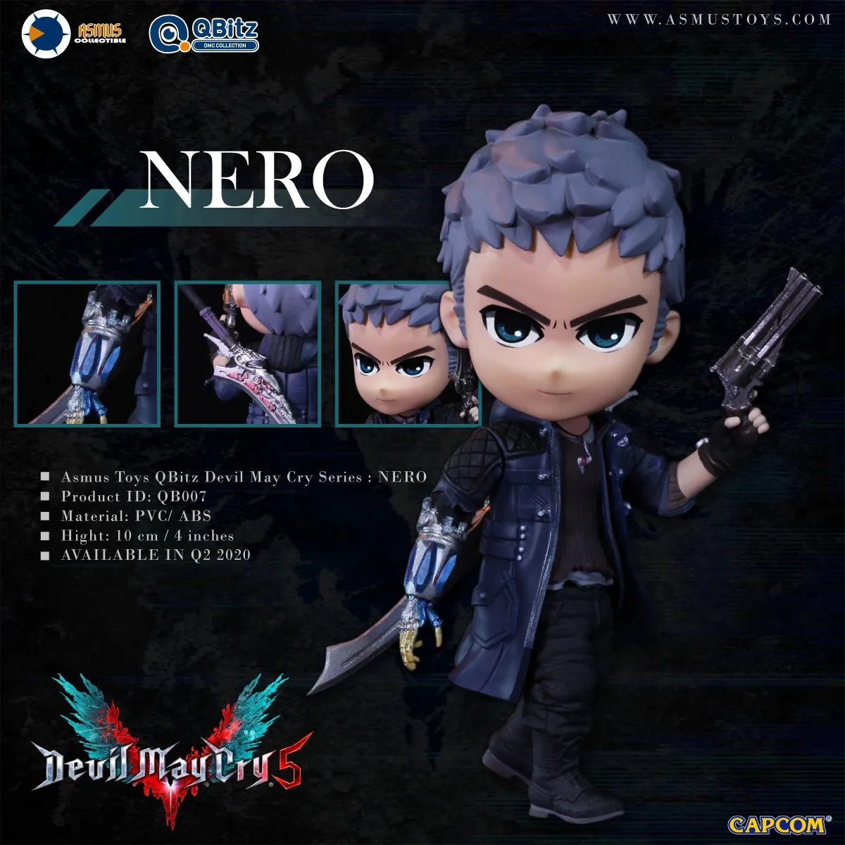 In Stock 100% Original Asmus Toys Devil May Cry NERO QB007 Game Male Soldier Action Model Art Collection Toy Gifts Q Version