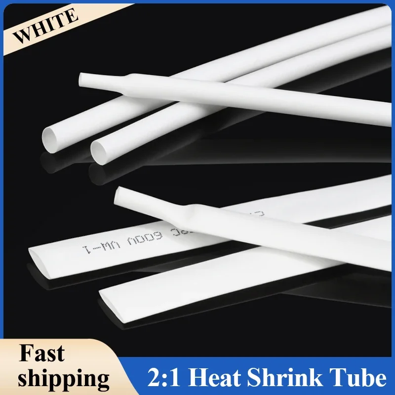 2:1 White Heatshrink Tubing 0.6 1 2 3 5 6 8 10 12 16 20 ~ 80mm Diameter Heat Shrink Tube Sleeving Wrap Wire DIY Connector Repair