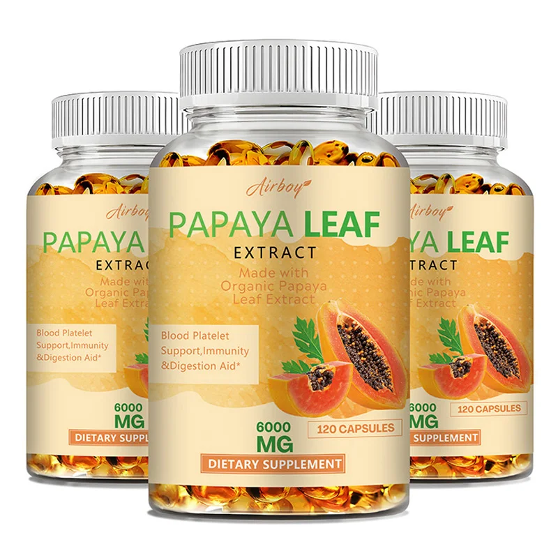 Papaya Leaf Extract Capsules - Bone Marrow & Spleen Support, Platelets, Immune and Gut Health