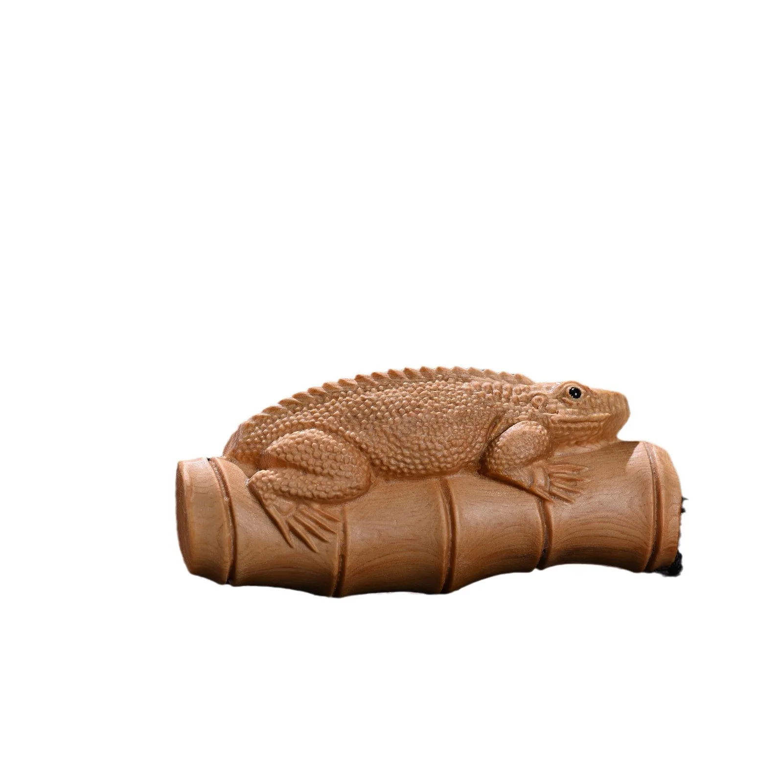 Cliff Cypress Wood Carving Bamboo Lizard Figurine Ornament Wooden Animal Statue For Office desk accessories Home Decor As a gift - view 5