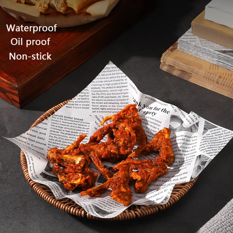 50Pc Oil-absorbing Newspaper Kitchen Oil-proof Wax Paper Fries Fried Chicken Oil-absorbing Paper Bread Bake Separating Pad Paper