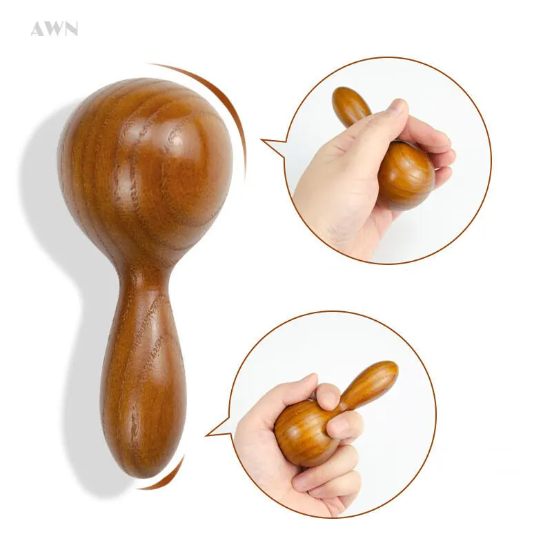 Thailand Natural Therapy Relaxation Round Ball Massager Essential Oil Massage Stick Body SPA Meridian Wood Tapping Hammer Tools