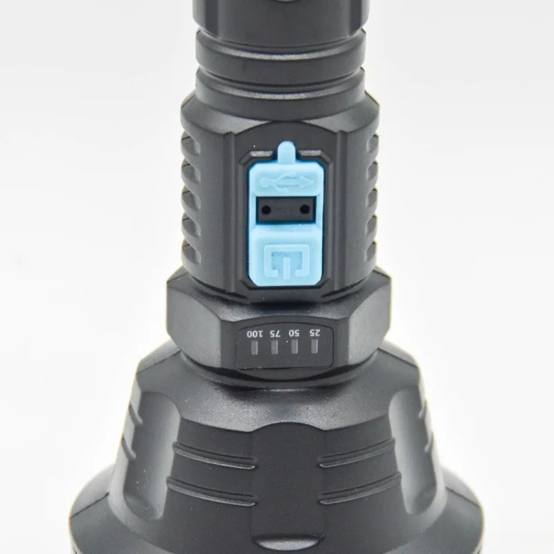 Large Reflector LED Torch: Ultra-Bright Long-Distance, USB Rechargeable Portable, Ideal for Hiking Camping Home Patrol