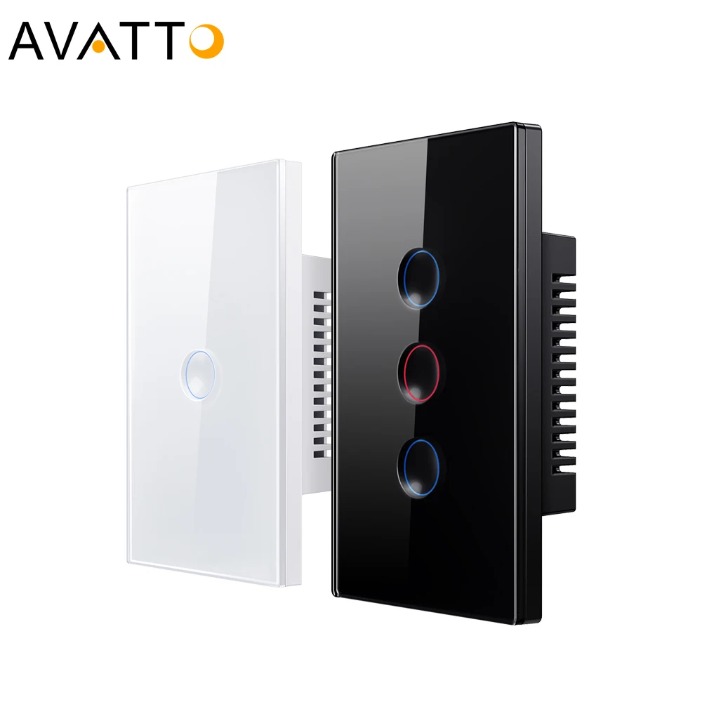 AVATTO Tuya Zigbee Smart Touch Switch 110-240V 1/2/3/4 Gang Interruttori della luce Zigbee3.0 Ripetitore di segnale funziona con Alexa Google Home