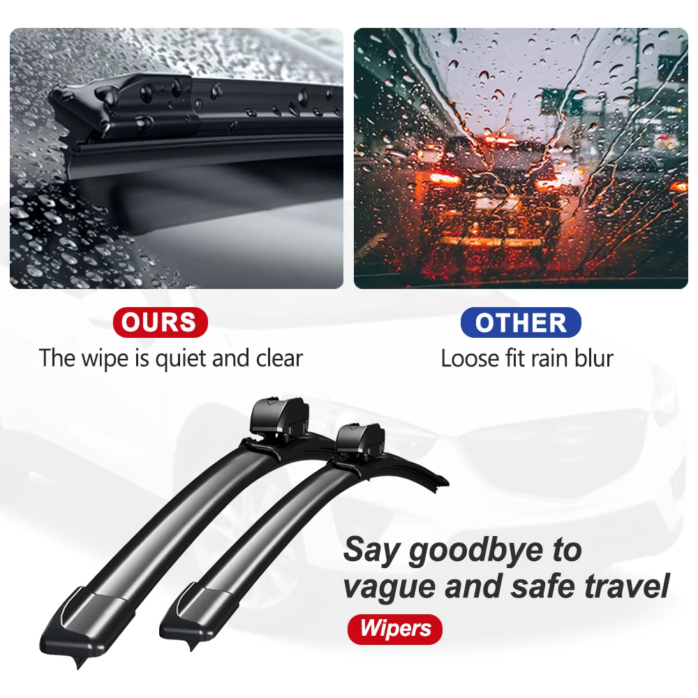 Driver + Passenger Front Windshield Wiper Blades For Ferrari California F149 2008-2013 All-Weather Perfect Fit Set Easy Install