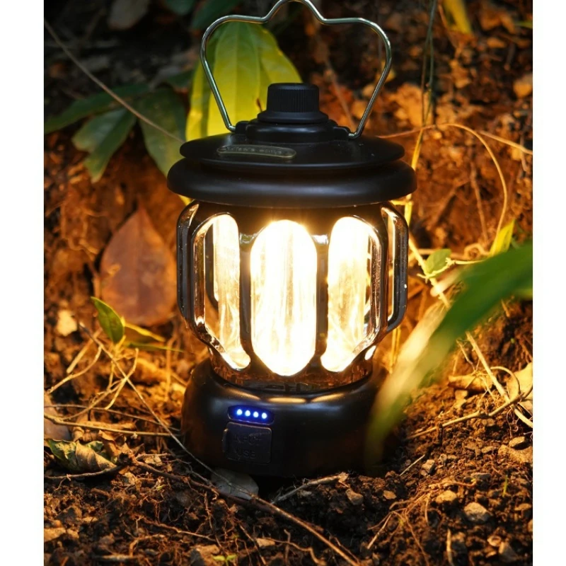 

Outdoor Atmosphere Camping Light USB Charging Poleless Dimming Lighting Tent Light LED Retro Camping Light