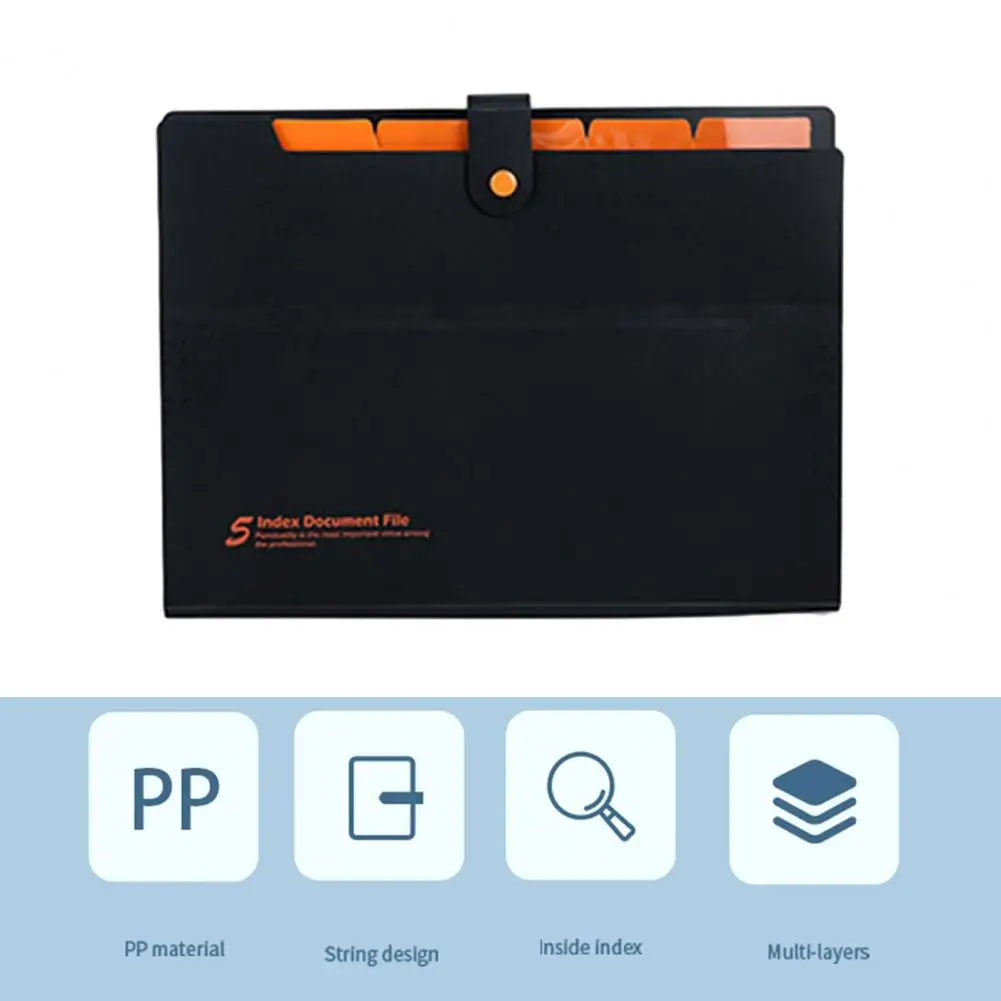 Heavy-duty File Storage Portable Accordion Folder with Bungee Closure Secure File Pouch Expanding Paper Organizer for Home
