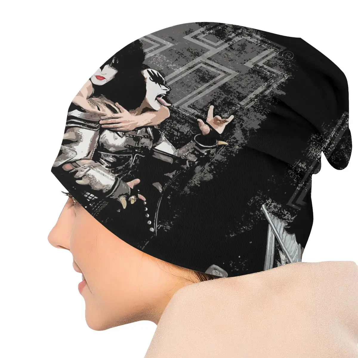 Kiss Rock Band Unisex Bonnet Winter Cycling Double Layer Thin Hats For Men Women