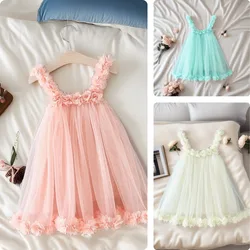 Baby Girl Clothes Lace Mesh Birthday Party Mini Dress for Girls Summer Sleeveless Dress Toddler Kid Casual Tutu Children Dresses
