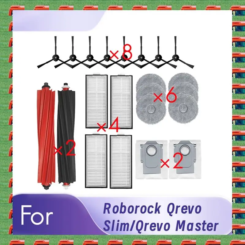 

ABMO 22 Pcs For Roborock Qrevo Slim/Qrevo Master Sweeping Robot Main Side Brush Mop Filter Set Cleaner Parts Replacement