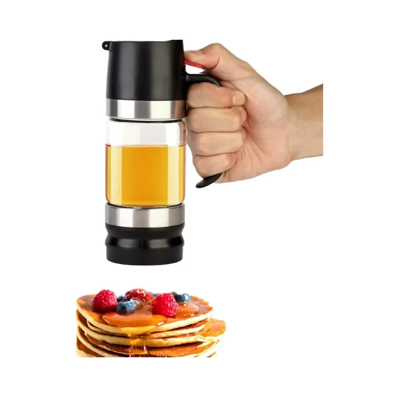 

Black Glass Honey Dispenser Modern Plastic Polypropylene Maple Syrup Dispenser Coffee Tea Pancakes Drip Free Kitchen Accessories