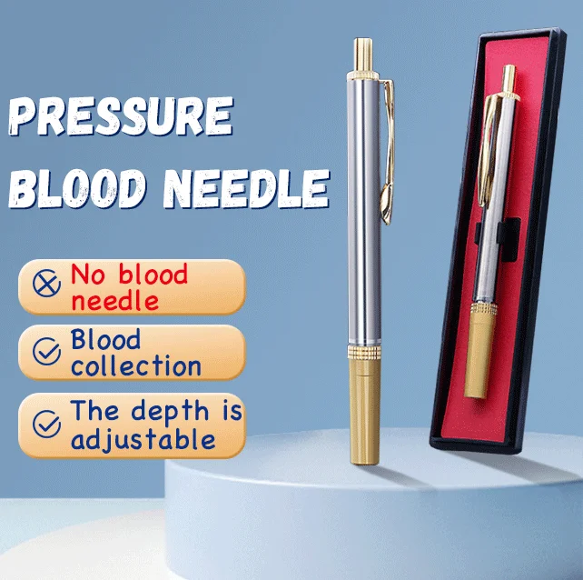 Blood Lancing Pen,Stainless Steel Slight Pain Cupping Acupuncture Massage Device Blood Test Tools for Relaxing Trigger Self