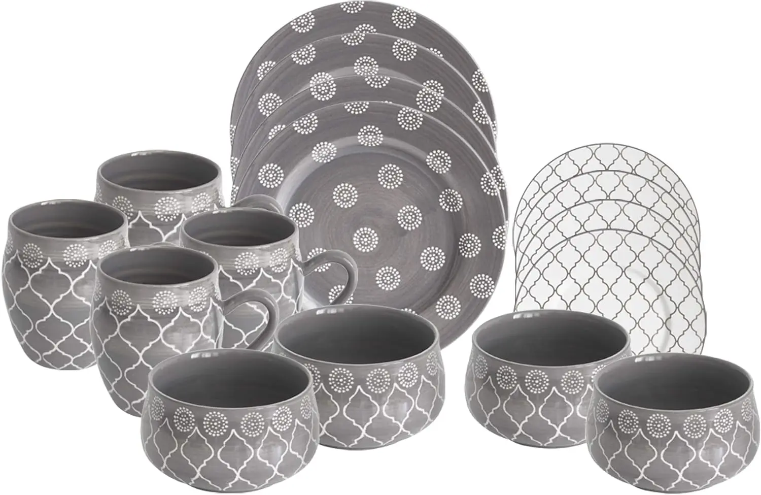 MAROKKANISCHES GRAUES 16-TEILIGES DINNERWARE-SET