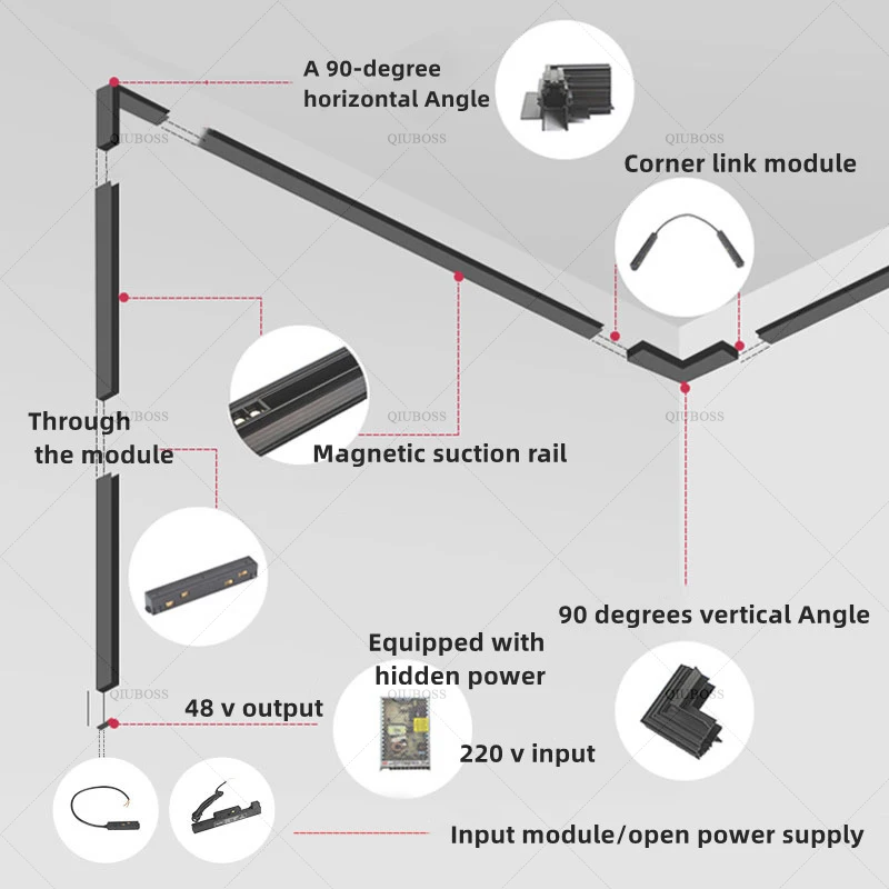 20 Type Magnetic Track Light Any Link And Conductive Module Various Track Accessories