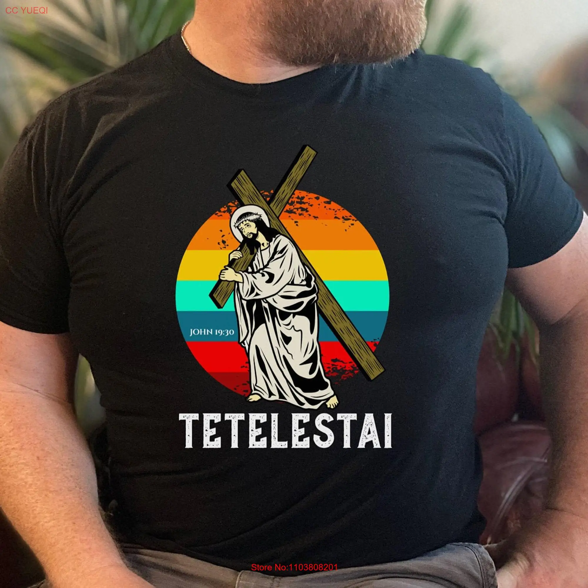 Футболка Tetelestai с Иисусом в стиле ретро с длинным или коротким рукавом