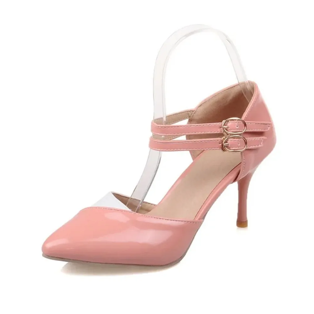 High Heels New Sale Gladiator Sandals Women Fashion Pointed Toe Buckle Strap Party Drees Office Shoes Pumps Big Size 46 47 7-5