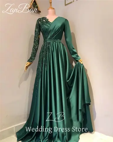 10 best sales smaragdgrön satinklänning - №1