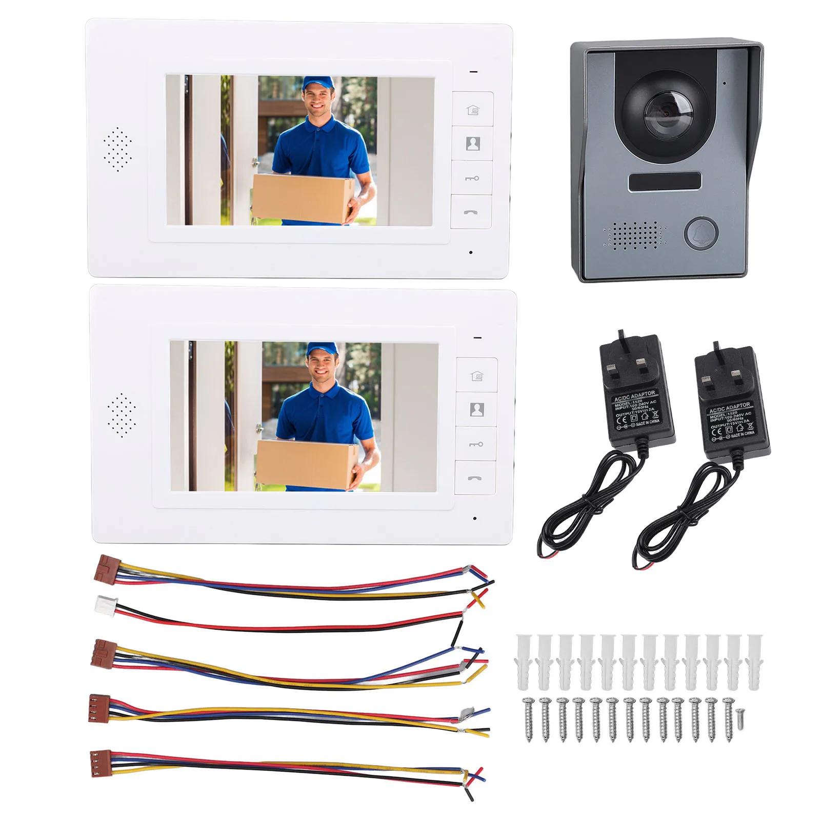 Video Doorbell Intercom System 7 Inch Color Screen Wired Video Door Entry System Dual Way Intercom for Villas Homes Offices