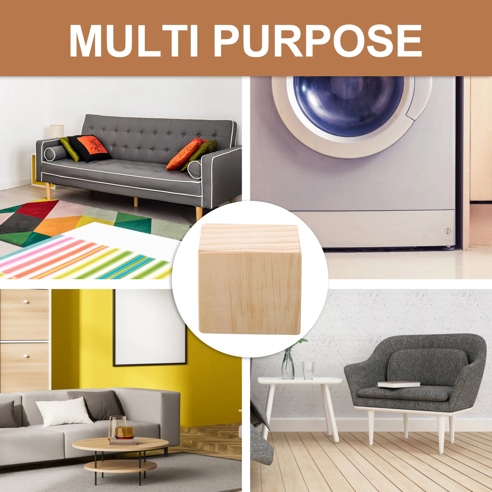 

2Pcs Durable Wooden Bed Risers Heavy Duty Furniture Lifts Anti-Slip Couch Sofa Risers for Bed Frame Desk Chair Legs