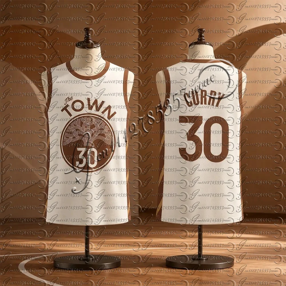 Hot Sale #30 The Town Vintage Jersey Sleeveless Basketball Sports Tank Top Brown Tree Logo Breathable familyMatching