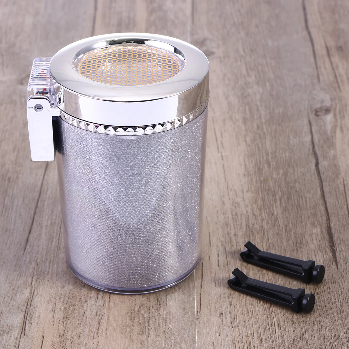 

Led Ashtray For Car Smokeless Stand Built-In Led Light Cigarette Holder Self-Cleaning Design Cup Compatible Silver Home