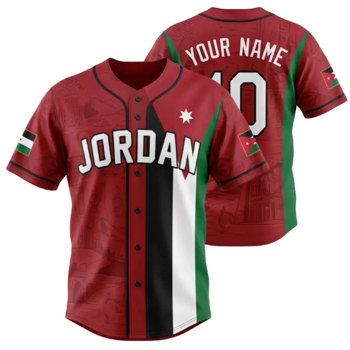 Jordan Baseball Jersey, Custom Jordan Flag Shirt, Personalized Name Number Fan Gift