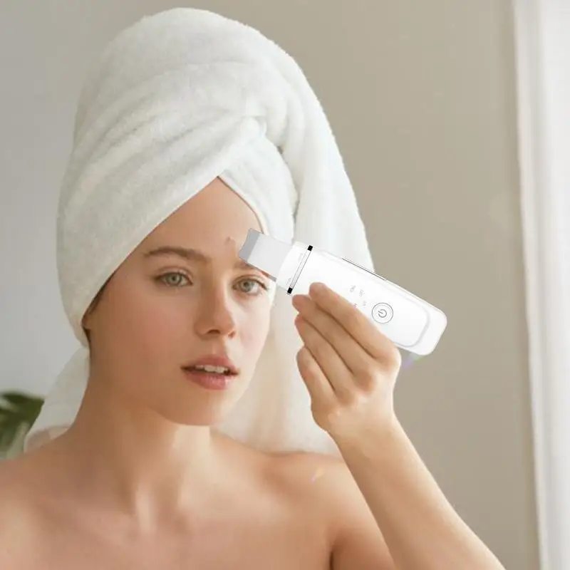 Ultrasonic Facial Skin Scrubber, Limpeza Profunda, Levantamento de Limpeza, Cavitação Peeling, Pá Recarregável, 4 Modos