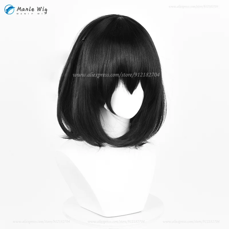 Anime Mei Misaki Cosplay Wig 35cm Short Black Wigs Heat Resistant Synthetic Hair Halloween Women Party Wig + Wig Cap