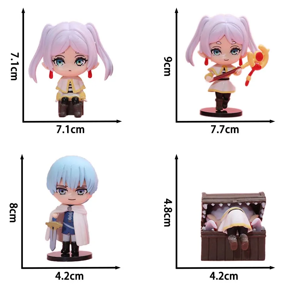 4 pçs frieren: além do fim da jornada anime figura sentada samambaia figuras de ação frieren macarrão rolha figura coleção modelo brinquedos