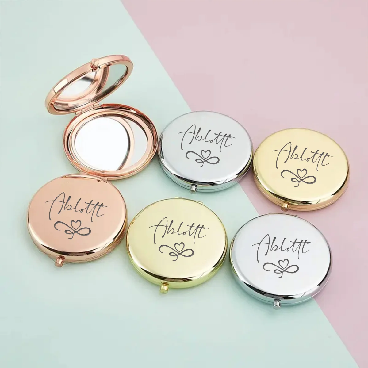 1pc Diy Ablotit example Personalized Name Makeup Mirror Mirror With Name Pocket Mirror Birthday Gift