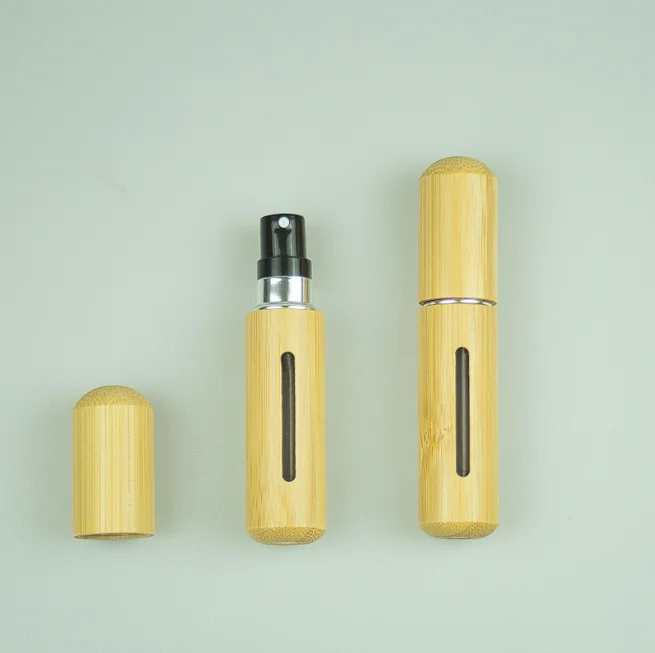 12 X 5ml Bottom-Refillable  Bamboo-shell Sprayer Perfume Decant Bottles  8cc Empty Mini Travel-sized Portable sample Vials