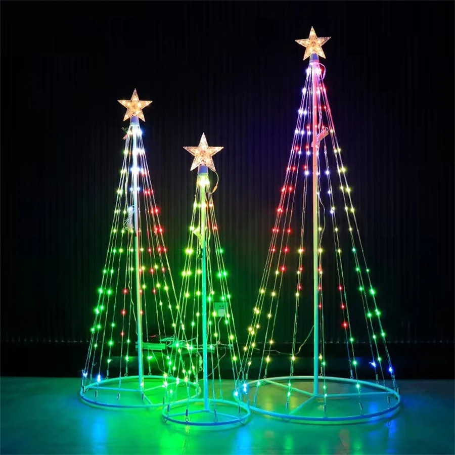2.1M RGBIC APP Control Christmas Cone Tree Lights Smart Bluetooth App Artificial Lighted Christmas Tree Outdoor With Remote