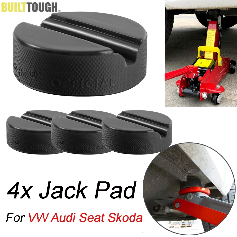 

4Pcs Car Floor Slotted Rubber Jack Pad Frame Protector Adapter Jacking Pinch Weld Side Lifting Disk Guard For VW Audi Seat Skoda