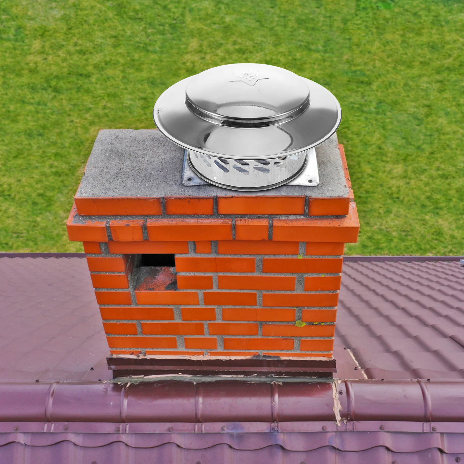 

Stainless Steel Chimney Cap Round Rainproof Cover Pipe Outside Universal Fireplace Vent Bird Guard Anti Debris