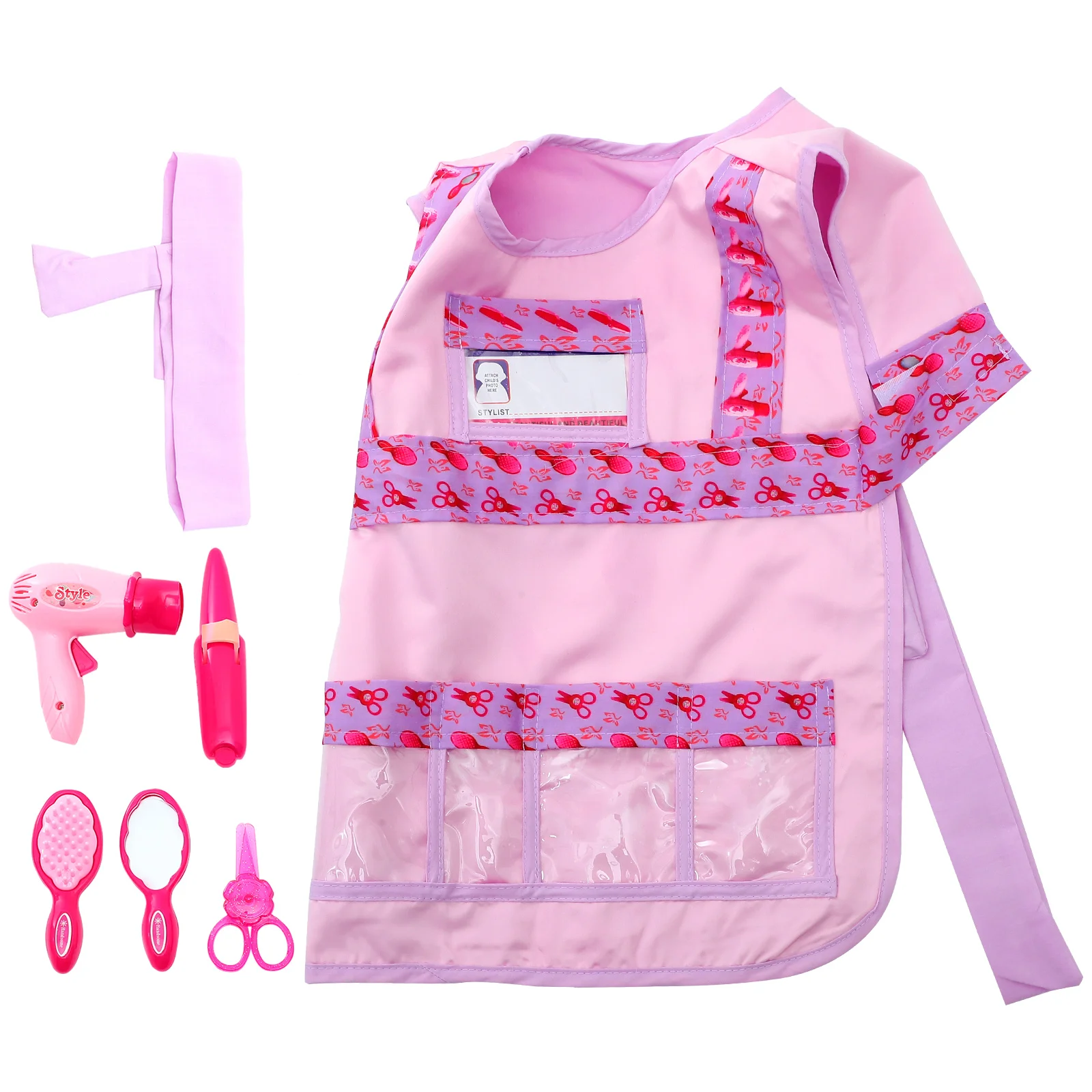 7 Stuks Kids Kapper Rollenspel Set Inclusief Kleding Haarband Kam Schaar Föhn Kostuum voor Halloween Cosplay