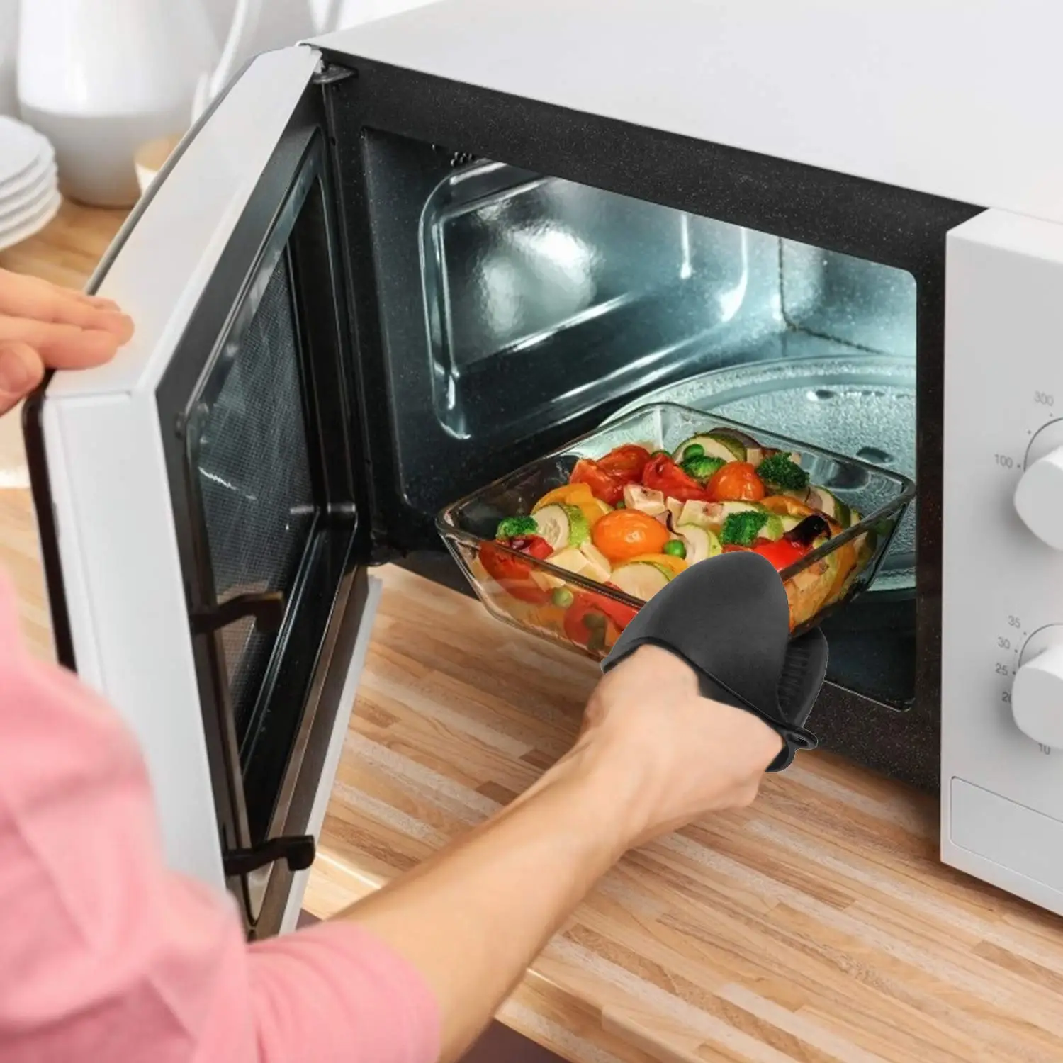 2 stücke Ofen Handschuhe Silikon Hitzebeständige Prise Handschuhe Anti Verbrühungen Nicht Slip Handschuhe Clips Topf Halter Kochen Backen Ofen handschuhe – Detail 4