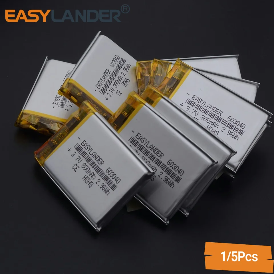 3.7V 800mAh 603040 Rechargeable Lithium Li-ion Polymer Battery for