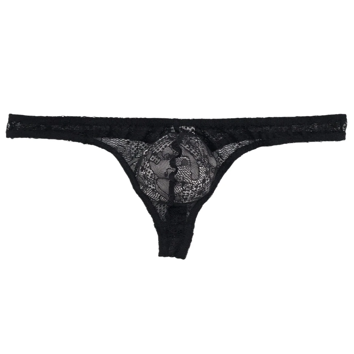 

Men's Lace Sheer Thongs Thin Transparent Sexy T-Back Underwear Breathable Mesh Alluring Sissy Intimate G-string for Young Adults