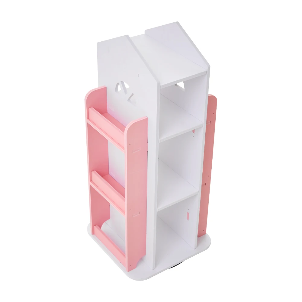 Voltsify 4-Tier Castle Kids Rotating Bookshelf Storage Organizer Rack