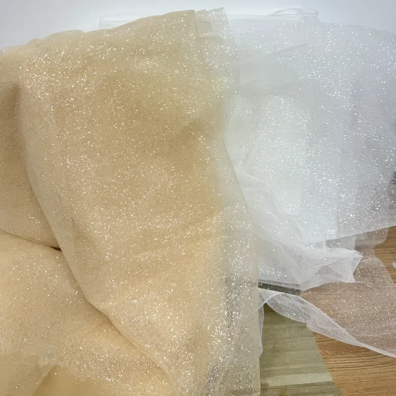 Papel de color champán estampado brillante DIY escena arreglo decoración malla costura vestido de novia tela para vestido de noche