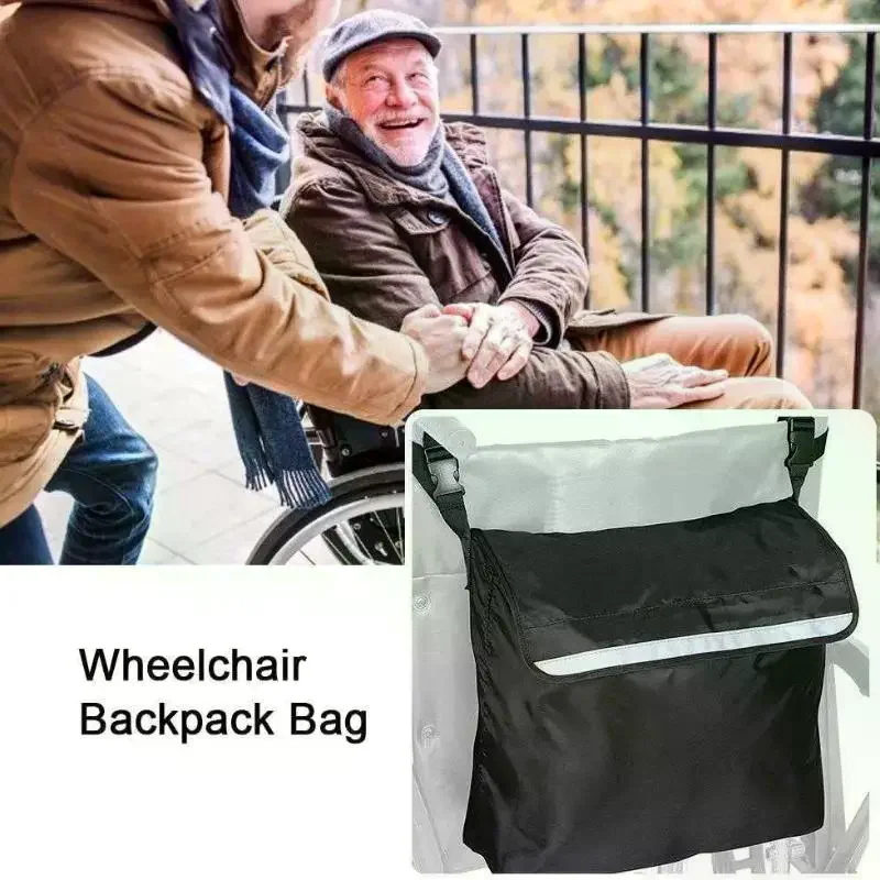Outdoor Wheelchair Rear Bag Reflective Tape Waterproof Storage Bag Water Bottle Storage Bag Accessories Suitable For Wheelchairs