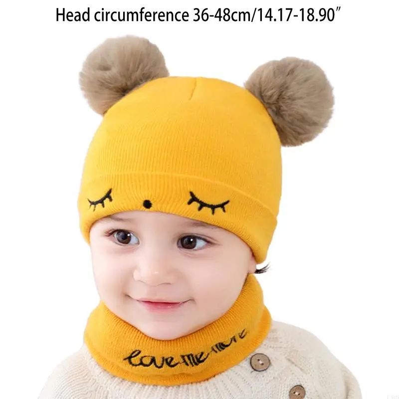 P88B Toddler Baby Solid Color Winter Hats Knitted Beanie Soft Warm Beanie for Kids