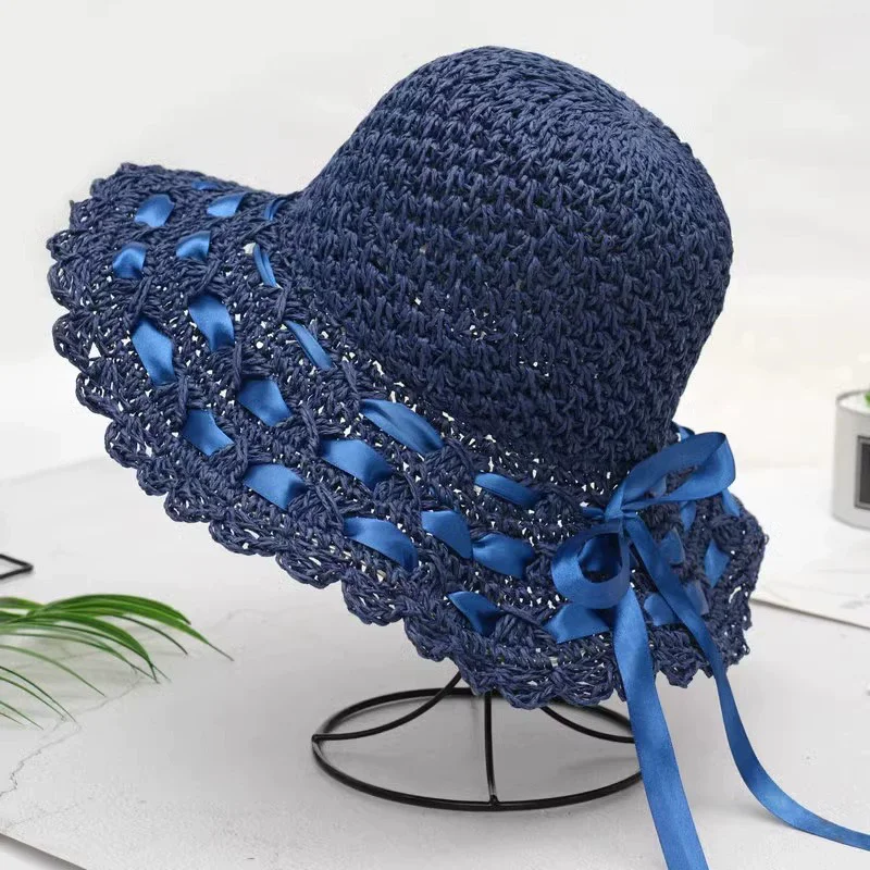 

2025 Fashion Summer Bowtie Hat Sun Hats Big Brim Hats For Women Sun Hats Trendy Popular Sweet Beautiful High Quality Women's Hat