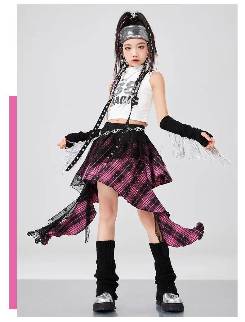 Mädchen Jazz Hip-Hop Tanzkostüme Set Bühnenoutfits für Mädchen Gruppen Kpop Mode Laufsteg-Show Tanzbekleidung Sets – Detail 8