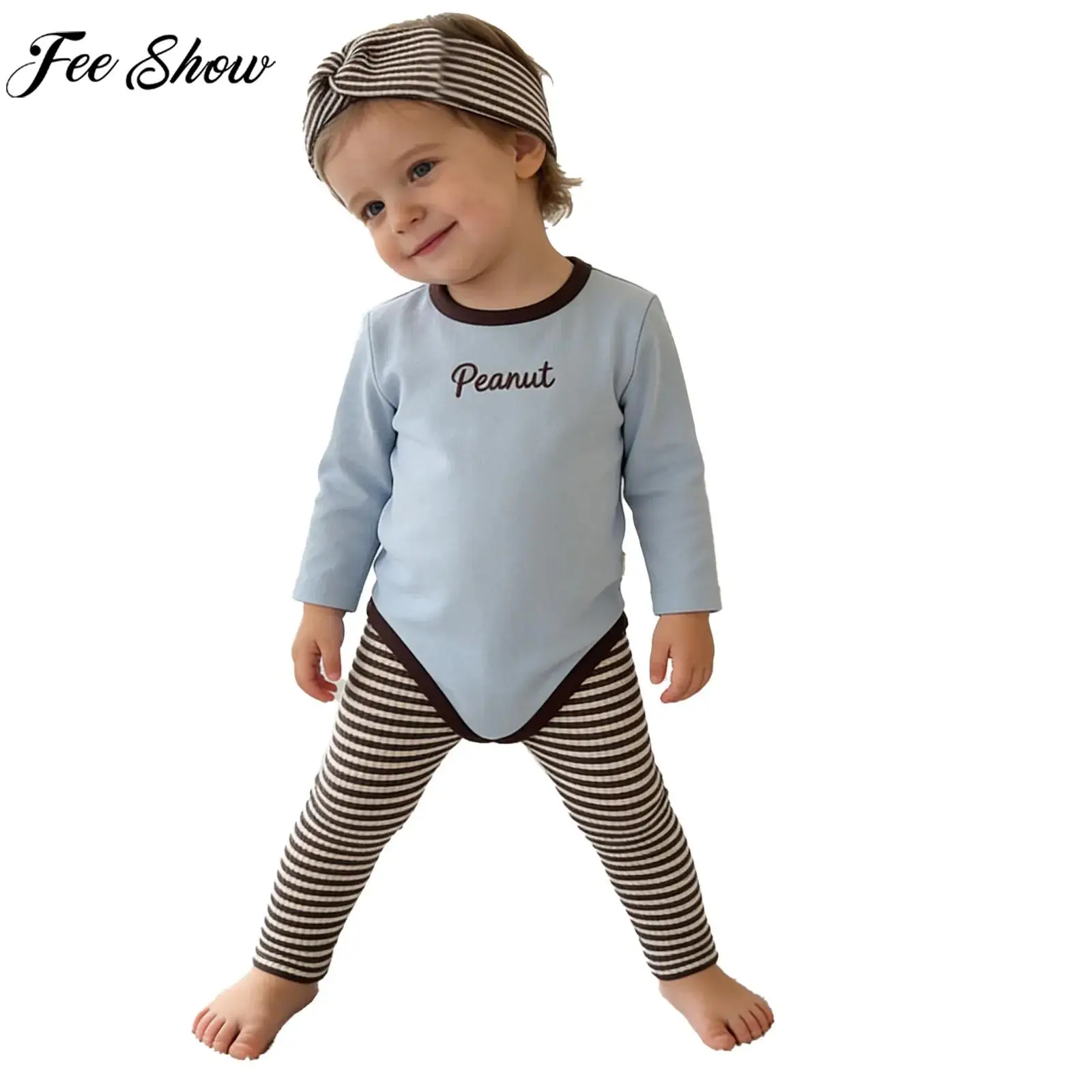 

Повседневная одежда для младенцев, девочек и мальчиков, домашняя одежда, комбинезон с длинными рукавами и пуговицами, брюки с высокой талией, повязка на голову, повседневная одежда