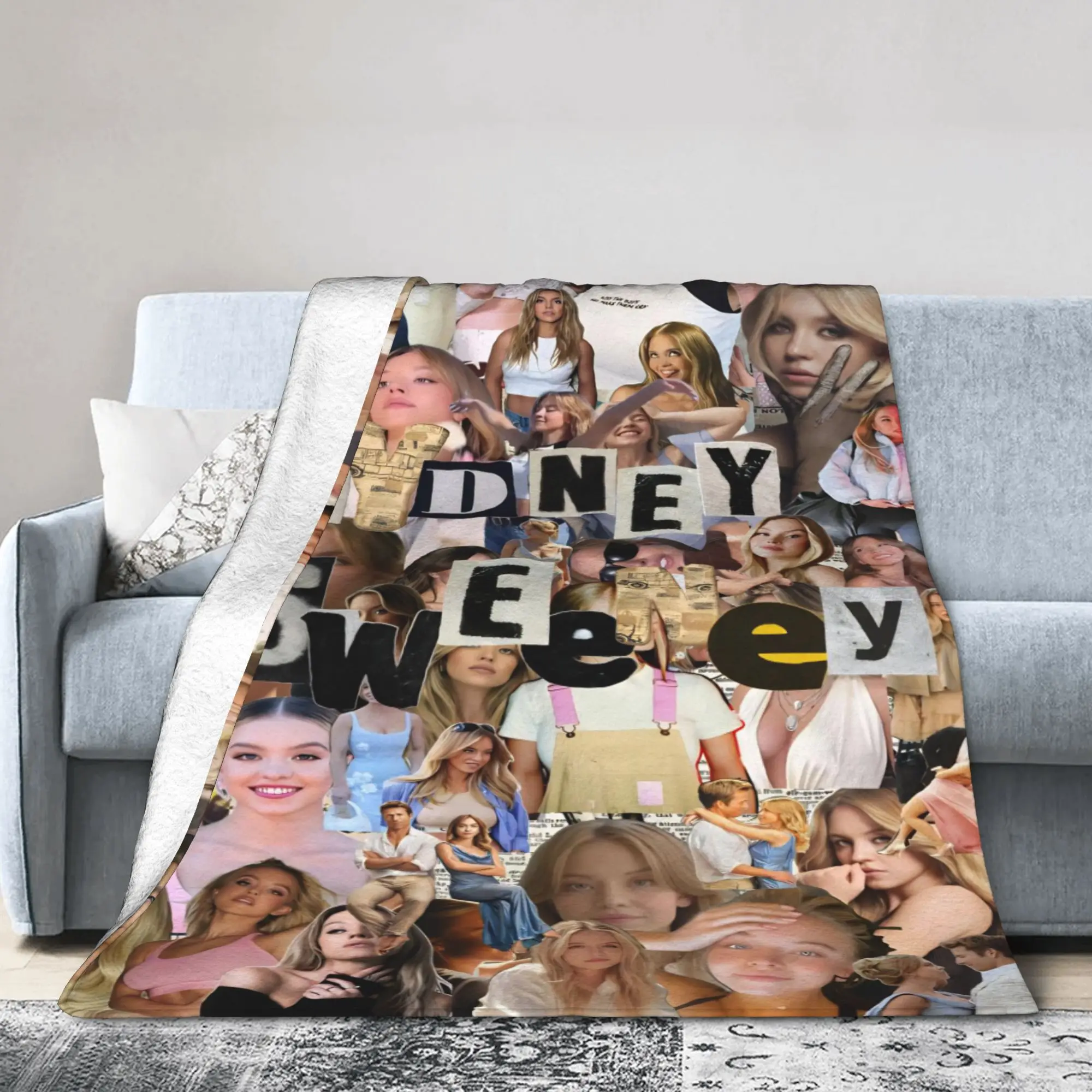 سيدني سويني الممثلة الأمريكية صورة نمط بطانية جودة دافئة لينة رمي بطانية الشتاء السفر مكتب المفرش في الهواء الطلق